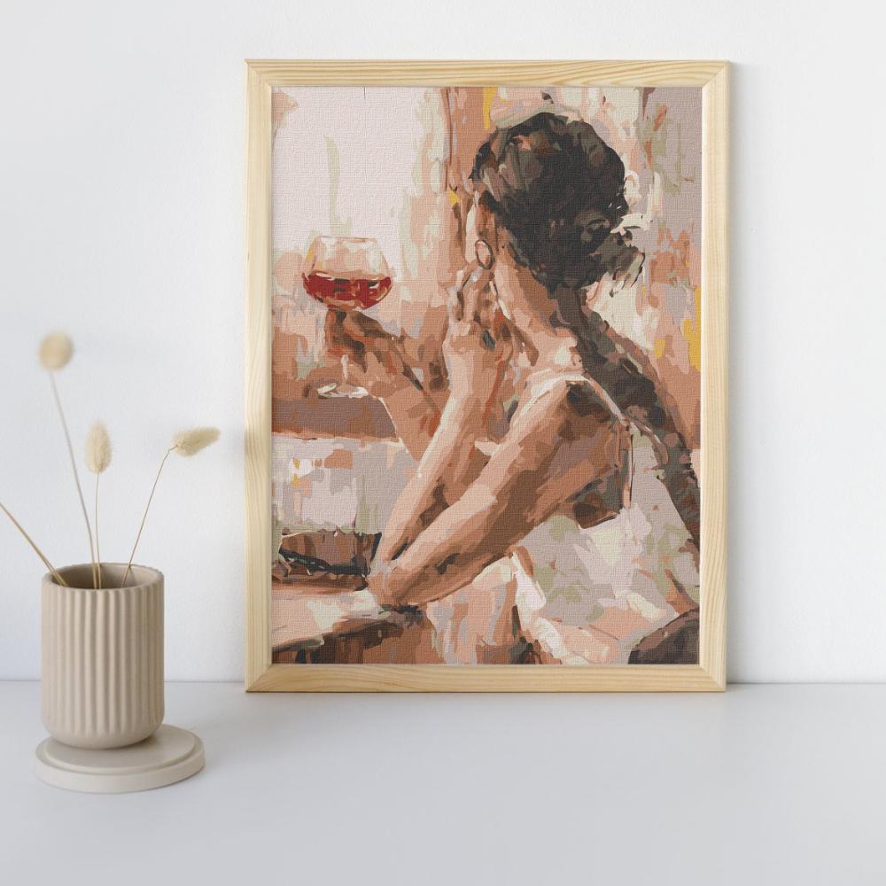 Malowanie Po Numerach Z Ramą Obrazy Do Malowania - Dama I Wino 40X50 Cm