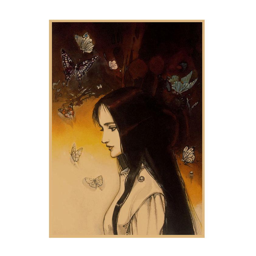 Yoshitaka Amano Retro Japanese Illustration Poster for Bar & Restaurant Wall Decor