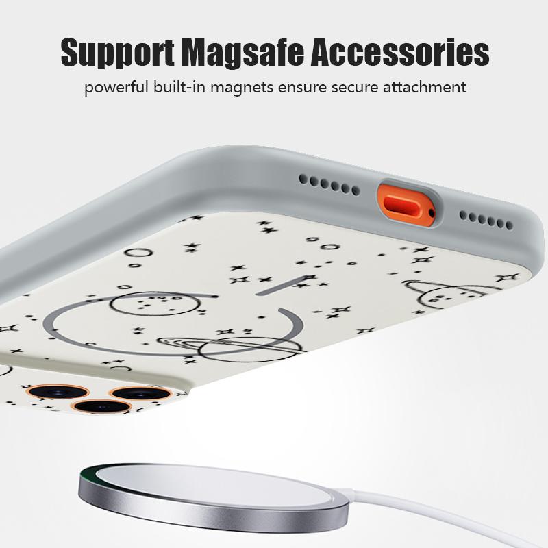 Case For iPhone 17 Pro Max Line Stars Planet Pattern Magnetic For Magsafe Hybrid Slim Matte Cover For iPhone 16 15 14 13 Pro Max