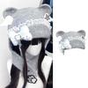Warm Blue Bear Hat with Ear Furry Caps Cartoon Ear Hat Solid Color Wing Winter Plush Hat for Casual Wear