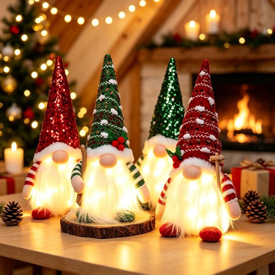 30cm LED Gnome Faceless Doll Christmas Decorations Home 2026 Night Light Holiday Xmas Ornament Gift Navidad New Year