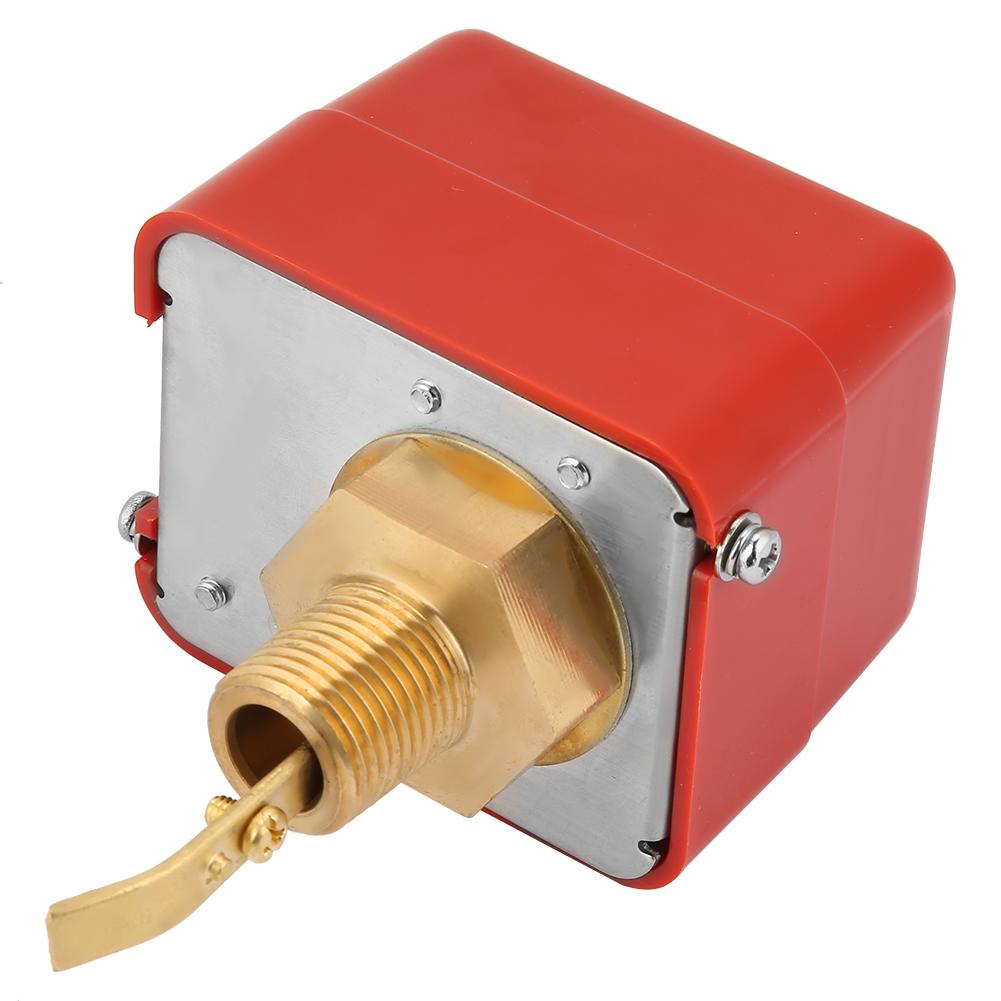 1 2 Water  Paddle Flow Switch Thread Connection SPDT Contacts Red(Partial Stainless Steel Type)