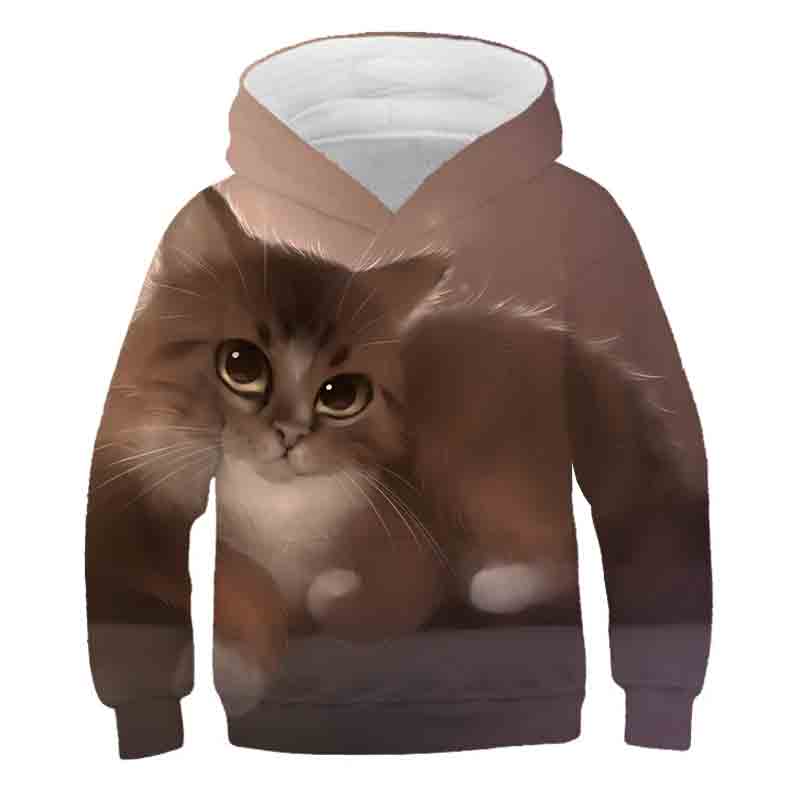 Boys Girls Cute Cat 3D Print Hoodie Children Hooded Pullover Sweatshirt Fashion Child Hoodies Kids Casual Tops Clothing