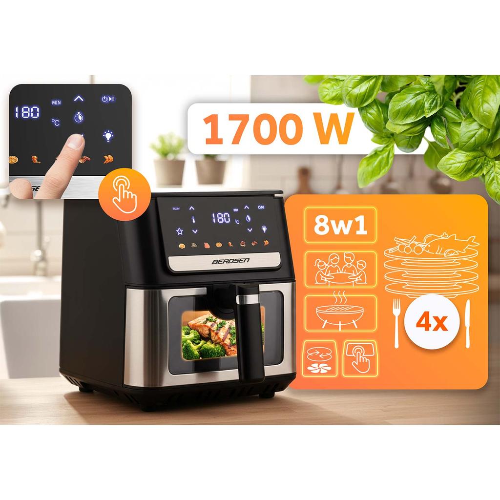 Friggitrice ad aria 6,5L Berdsen 1700W Bd-655 Nero