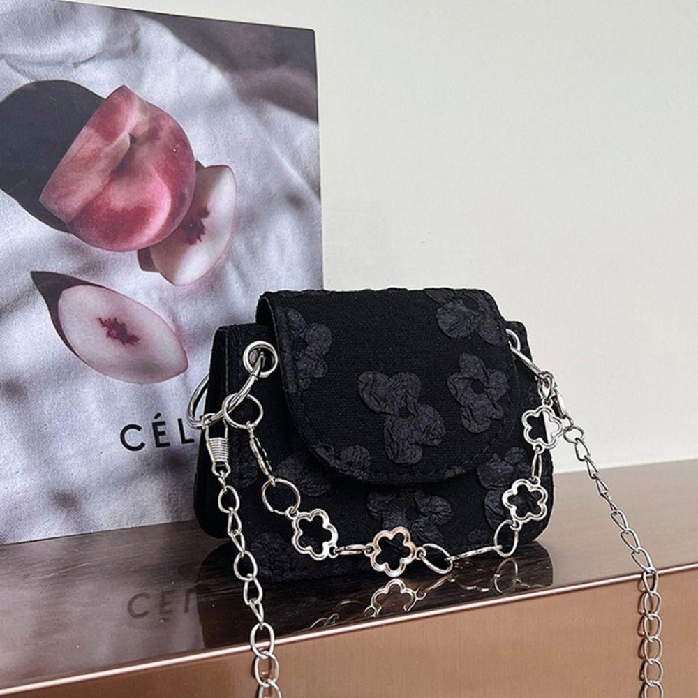 

Маленькая сумка-мессенджер с металлической цепочкой в корейском стиле, мини-сумка через плечо, кружевная сумка с цветочной цепочкой, подарок хаки