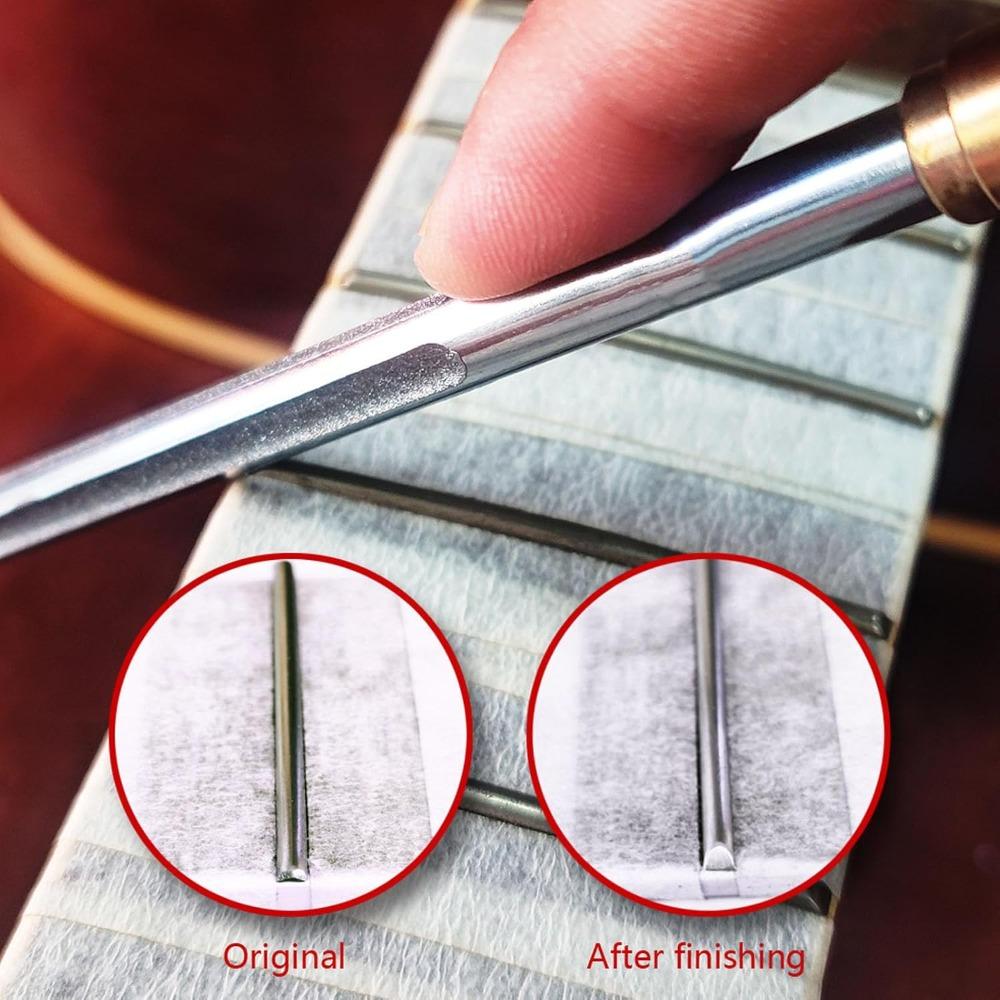 Silver+Wood Color Fret Dressing File Stainless Steel Luthier Repair Tool  For Guitarists