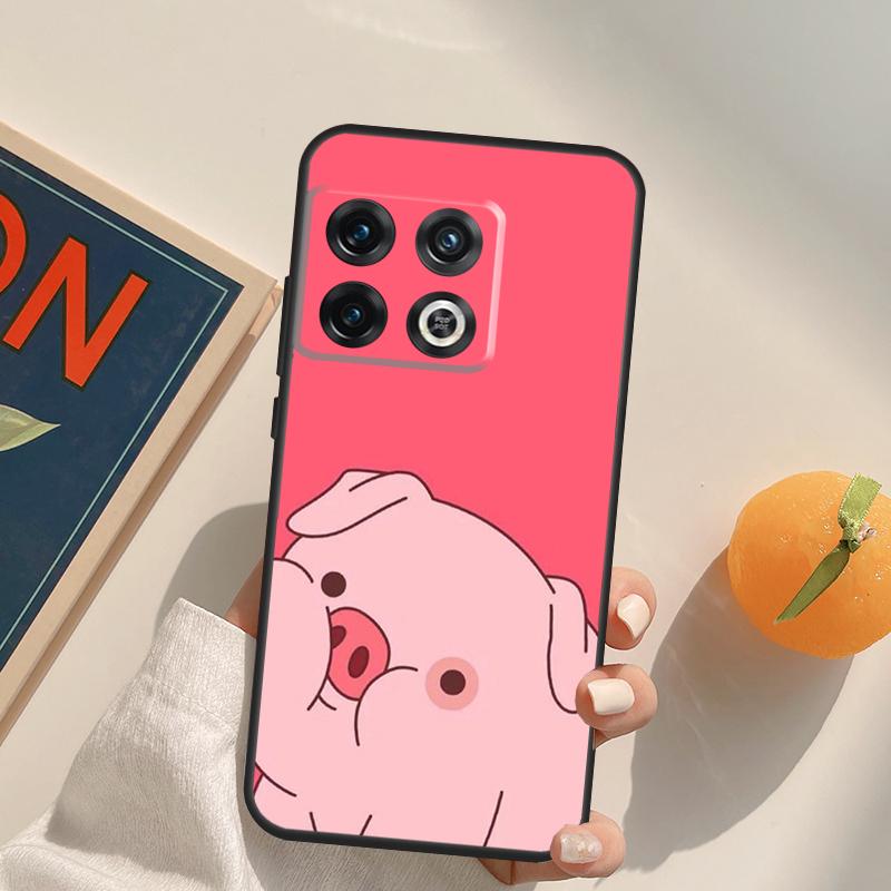 Cartoon Pig Case For OnePlus 13R 12R 10R 13T 10T 11 12 13 15 OnePlus Nord 5 CE 2 3 4 Lite N20 N30 Cover