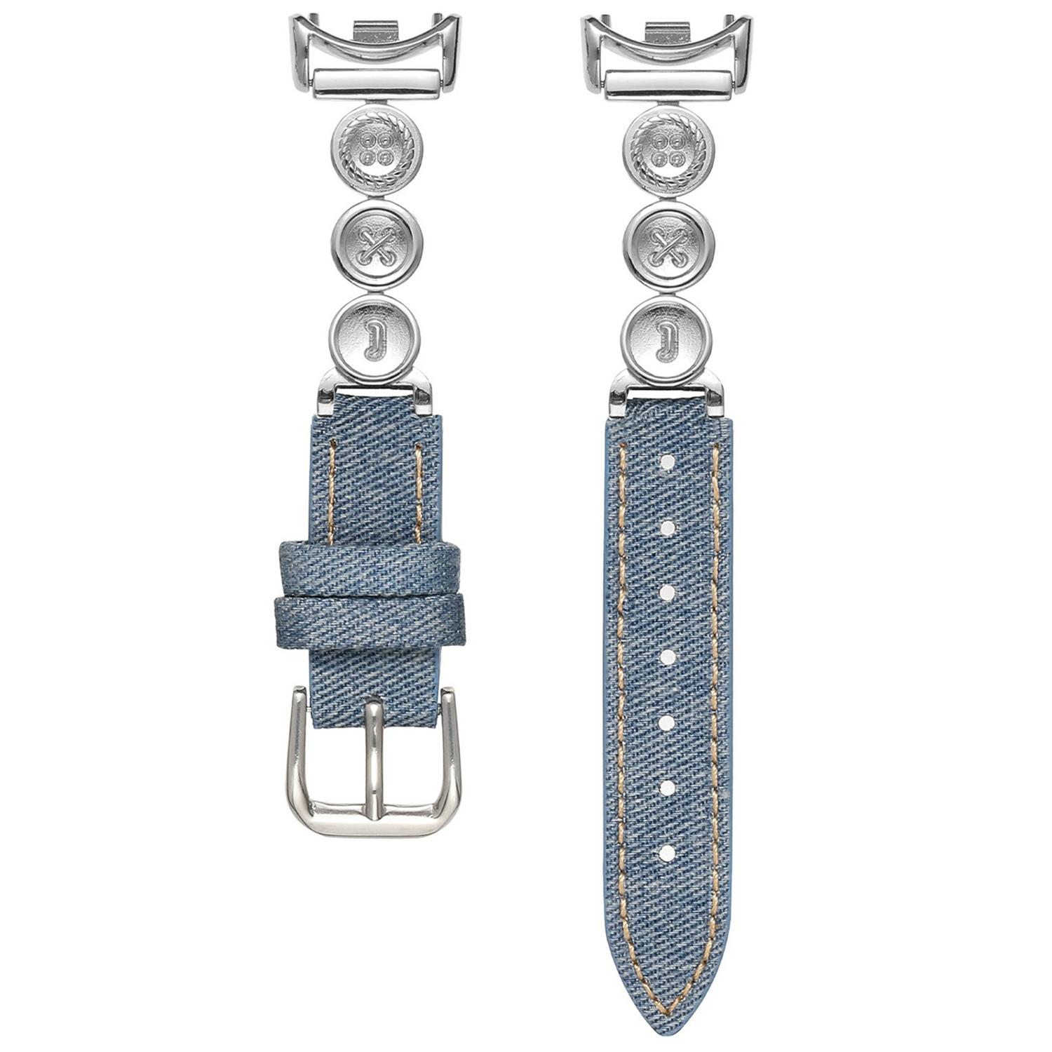 

For Xiaomi Smart Band 9/9 NFC/8/8 NFC Denim Watch Band Metal Button Replacement Strap C