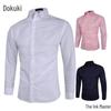 Men's Business Casual Long-Sleeved Solid Color Shirt, Large Size, Trendy Design