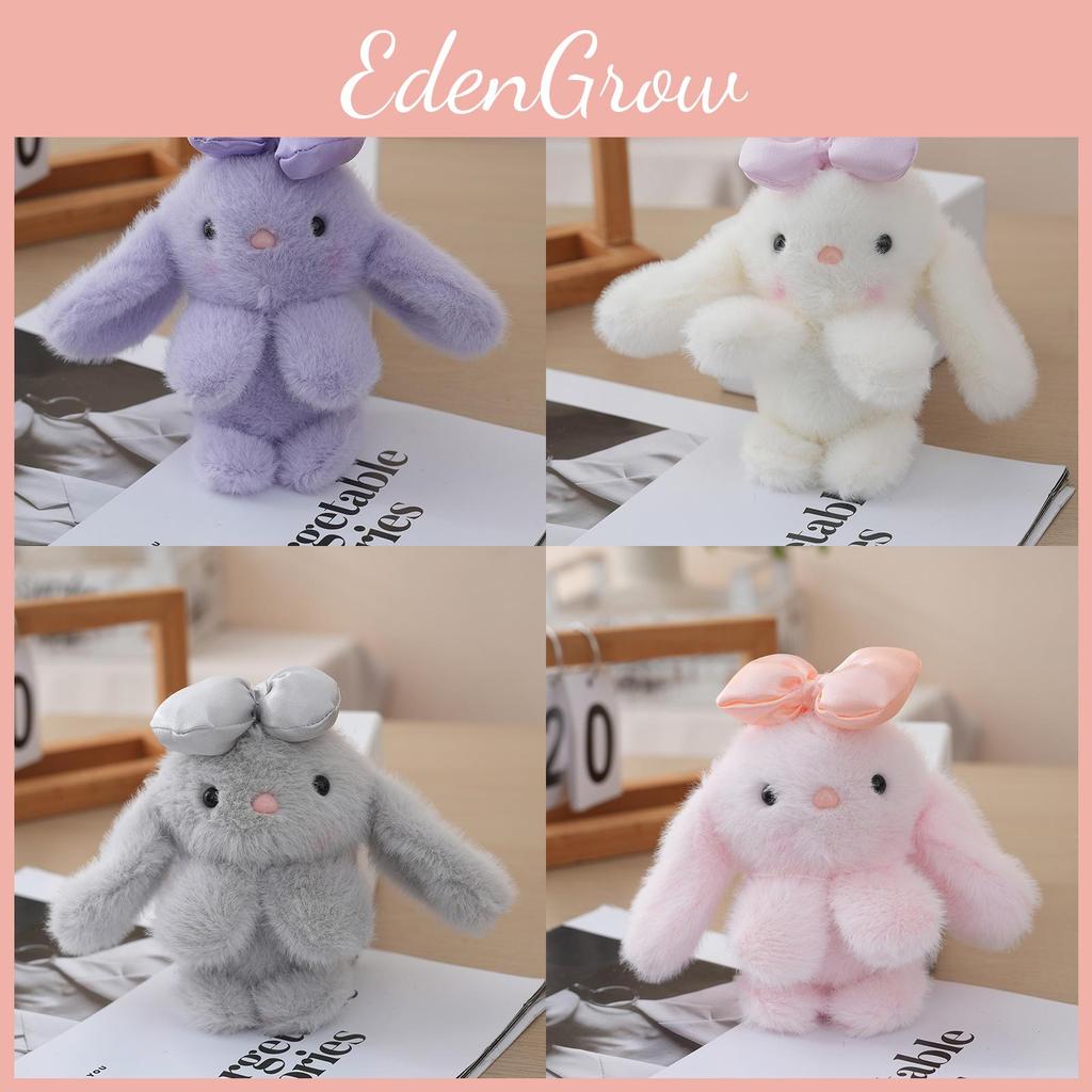 Stuffed Bunny Animal With Bow Keychain Pp Cotton Filling Chain Key