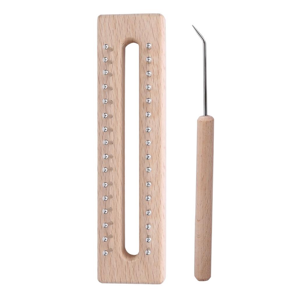 Rectangular Knitting Loom Hand Wooden Weaving Machine Kids Weaving Toy with Elbow Crochet Hook