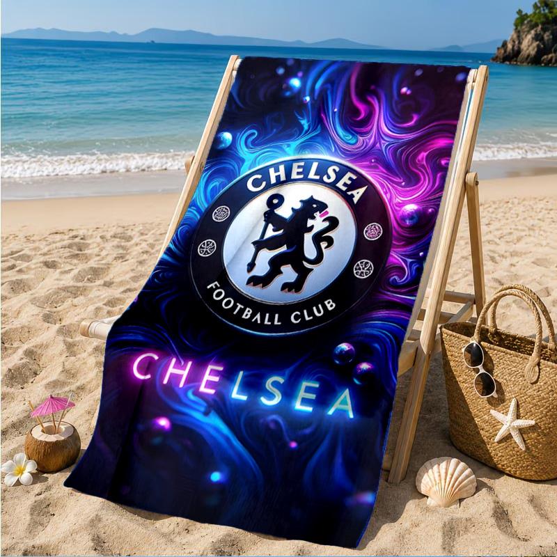 Asciugamano da Spiaggia Chel-sea Fc Stampato in Microfibra, Morbido e Assorbente, Asciugatura Rapida, Ideale per Viaggi Estivi, Essenziale per la Spiaggia, Piscina