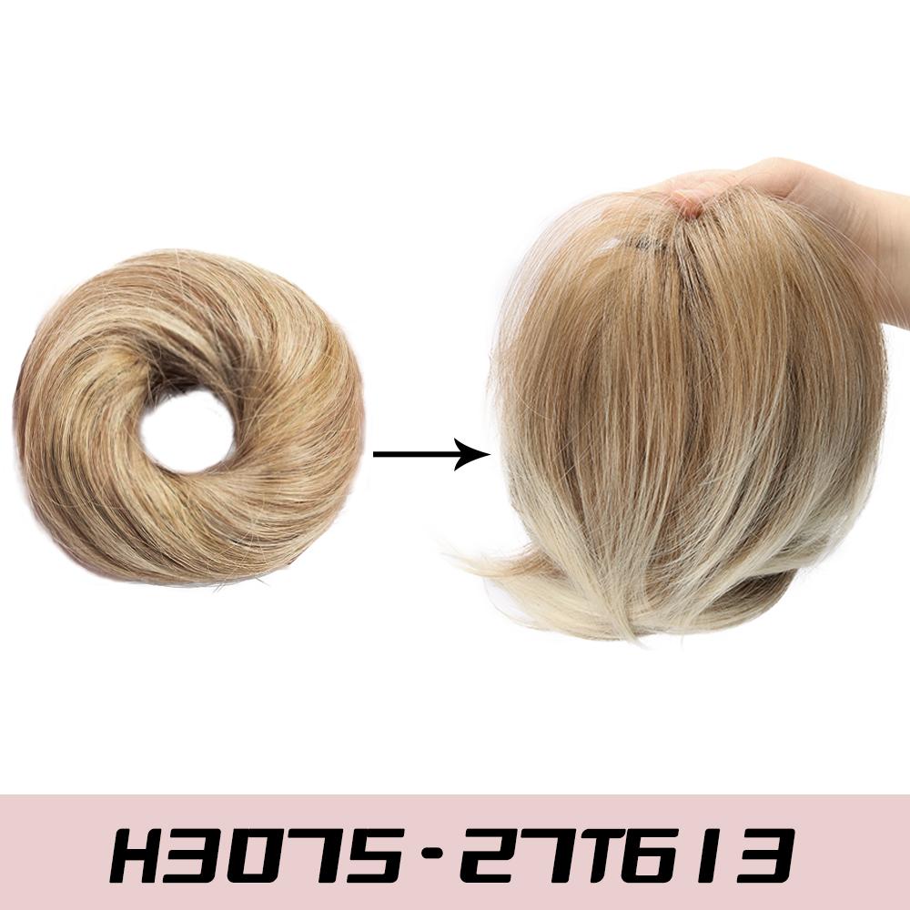 

MISS WIG Synthetic Short Straight Hair Bun Extensions Elastic Hair Bun Scrunchies Hairpieces Ponytail For Women Hair Accessories 20cm