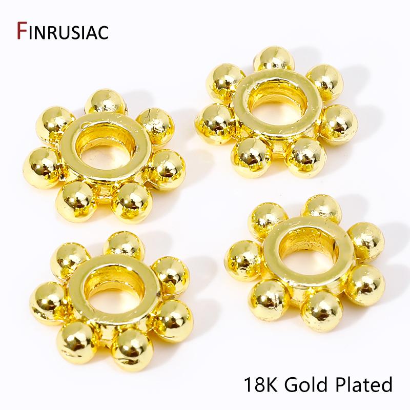 

4/5/6/8mm 18K Gold Plated Brass Snowflake Spacer Beads,Separator For Beads,Flat Beads For DIY Necklace Bracelet Making Supplies 4mm-20 pieces