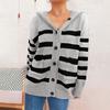 Women's Fashionable Casual Loose Fitting Plus Large Cap Knitted Sweater Single Breasted Long Sleeved Knitted Cardigan Sweater Jacket