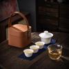 Ceramic Suet Jade Porcelain Portable Travel Tea Set White Souvenir Business Gift
