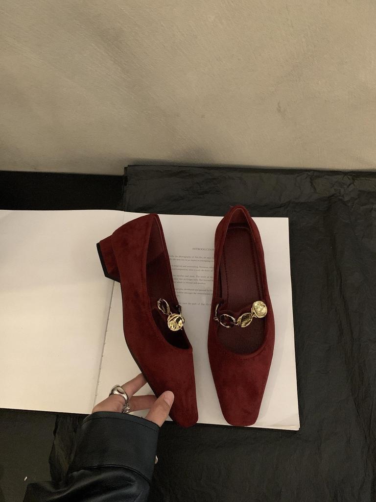 Coarse heel single shoes women's spring and autumn new evening shoes soft-soled ballet shoes with Mary Jane shoes women