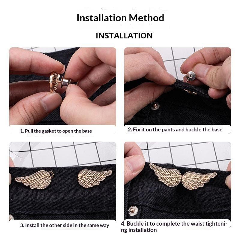 1 Set Rhinestone Wings Buckle Pant Waist Tightener Detachable Waist Buttons Pins Belts Accessories Pants Clips No Sewing