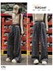 Spring 2025 Women's High Waist Plaid Lace Casual Pants - Korean Style Slimming Straight Wide-Leg Trousers