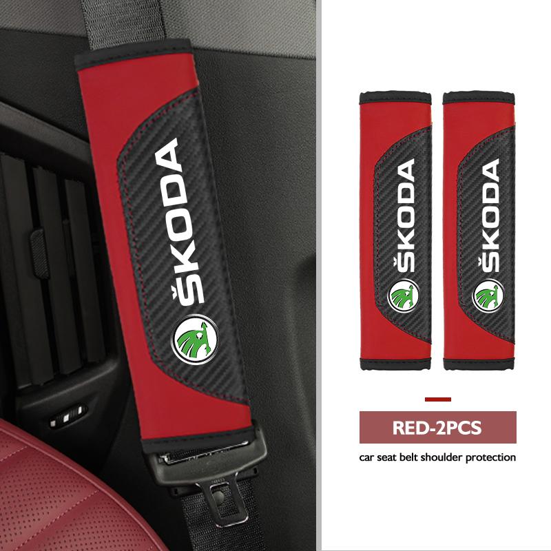 AAABS1 Seat Belt Cover Car Styling Cotton Safety Shoulder Protector Auto Accessories For Skoda Kamiq Karoq Octavia 2 3 Rapid Scala Kami