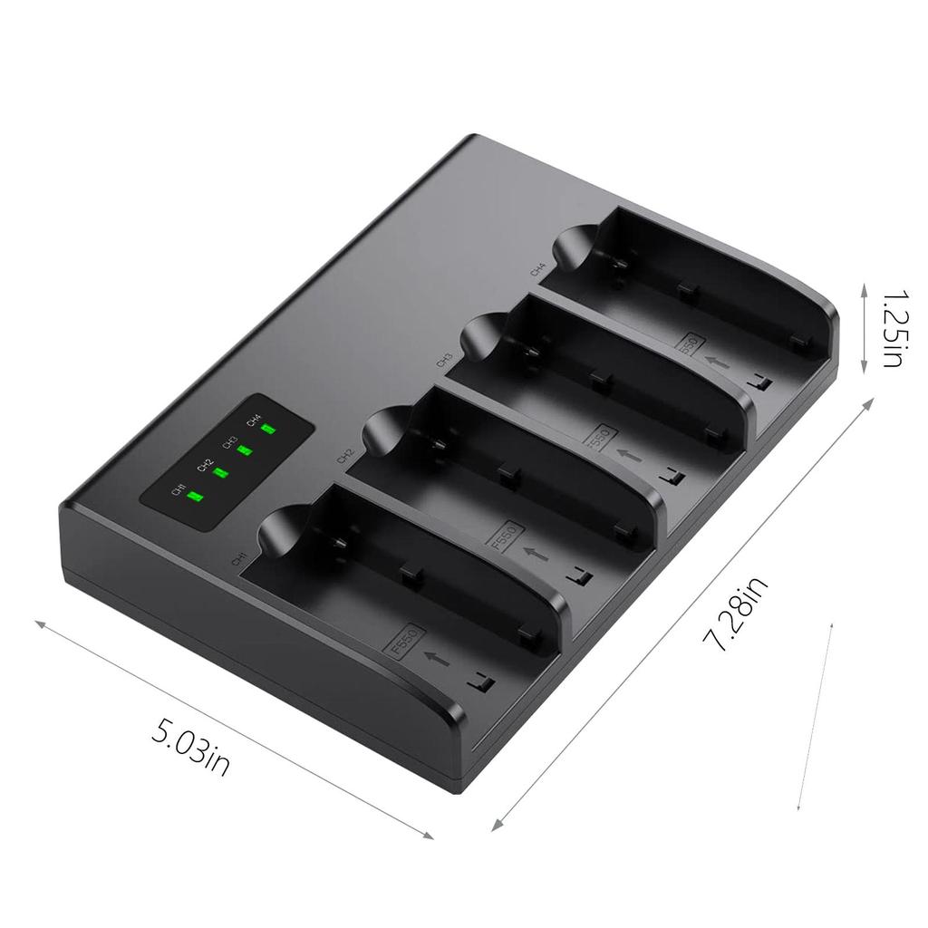 4 Slots Camera Battery Charger for Sony NP-F330 NP-F550 NP-F570 NP-F750 NP-F770 NP-F960 NP-F970 NP-F930 NP-FM500H Battery