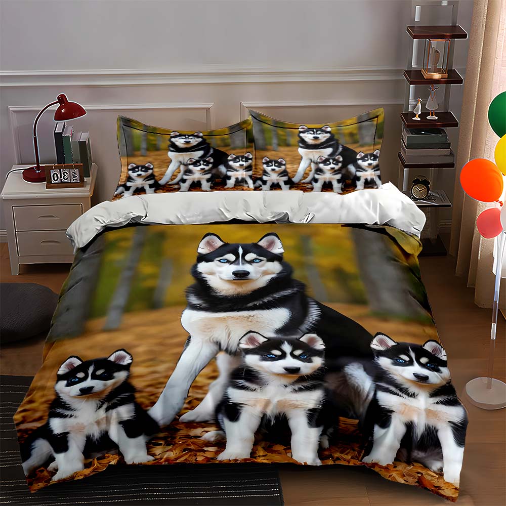 

Husky forest scene Bedding Duvet cover sets Duvet covers Pillowcases gifts (1 * Duvet Cover 2 * Pillowcases, without duvet insert) 135x200cm