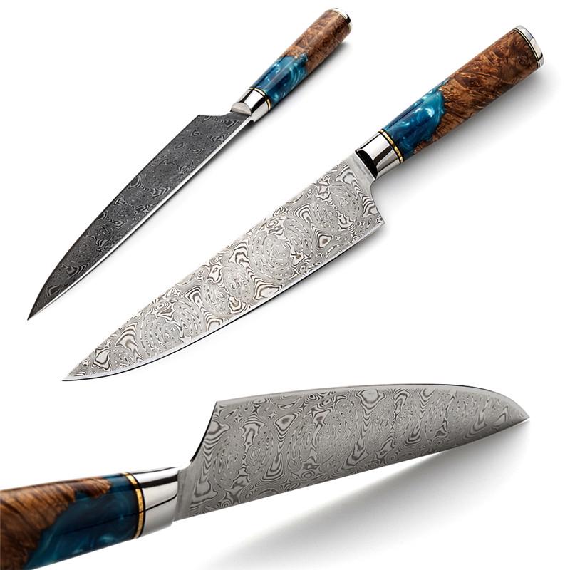 7.5 Inch Chef Knife 110 Layers Damascus Kitchen Knives Stainless Steel Chefs Slicing Cooking Tool
