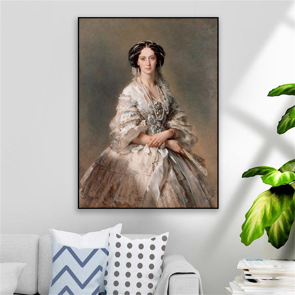 Classical Oil Painting Poster Maria Alexandrovna Prints Winterhalter Canvas Painting Large Vintage Home Room Gallery Decoration