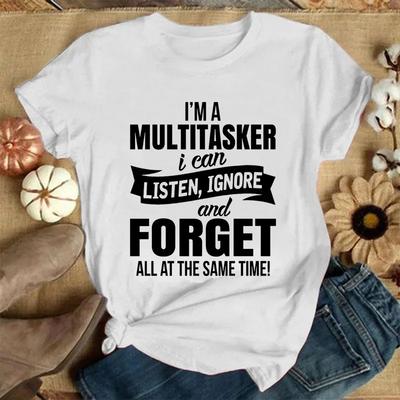 Ich bin ein Multitasker Print T-Shirt mit lustigem Spruch Herren- und Damenmode Grafik-T-Shirt Schwarzes T-Shirt Sommer Kurzarm-Shirts#Farbe