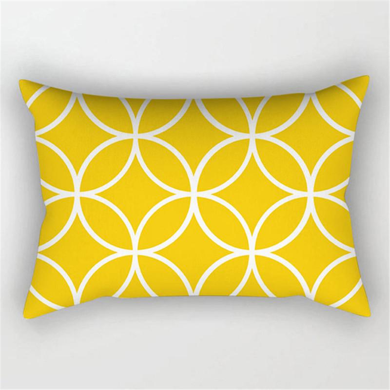 XUNYU Rectangular Polyester Print Pillowcase Yellow Geometry Home Cushion Cover Waist Pillowcase Car Chair Pillow Cover CE02