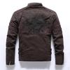 Men's Fleece-lined Suede-feel Embroidered Leather Jacket for Autumn/Winter Motorcycle Trend