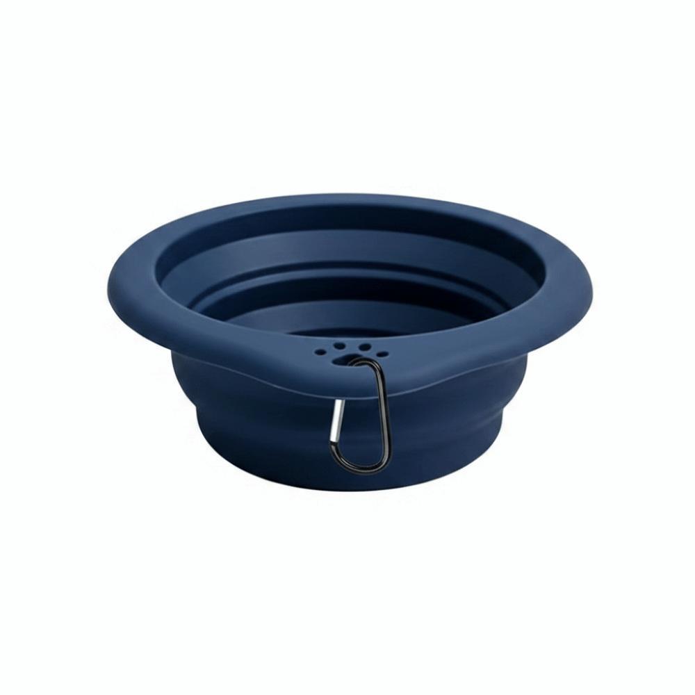 Foldable Design Dog Bowl Silicone Pet Travel Bowl Pet Outdoor Camping Dish for Dogs and Cats темно-синий