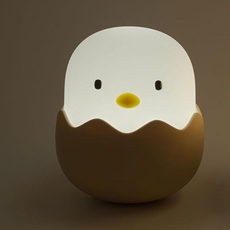 Eggshell Chicken LED Night Light - Silicone USB Rechargeable Roly-Poly Children's Desk Lamp