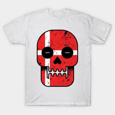 Men Black Print T-shirt Denmark Till I Die No-Cut Transfer Paper Print Cotton Tshirt