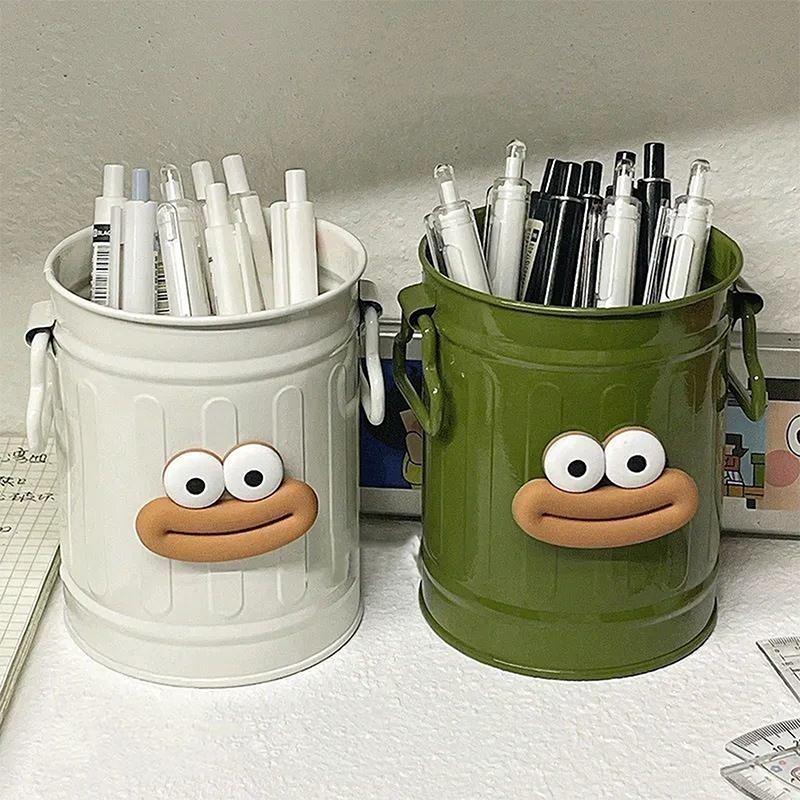 Diy Funny Large Mouth Pen Holder Cute Large-Capacity Pencil Holder Durable Stationery Container Makeup Brush Storage Bucket