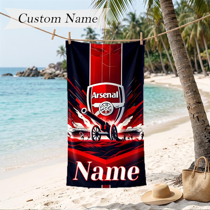 Arsenal Custom Name Printed Beach Towel Personalized Soft Towel For Swimming Beach Travel