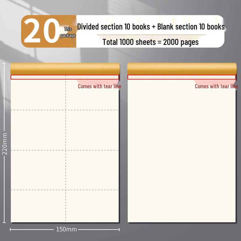 Partitioned Math Scratch Notebook for Students: Elementary To High School - Kraft Cover
