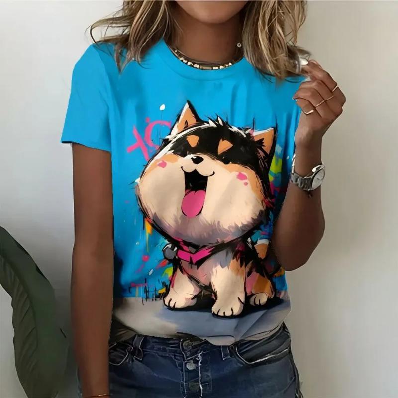 3D Printed Animal Flower Pattern Summer Fashion Women s T-shirt Is Breathable and Versatile XS