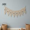 Cotton Rope Backdrop Boho Garland Wall Hanging with Wooden Beads, Hand Woven Tassel Banner, Textured Decor Nordic Window Tapestry, Bohemian