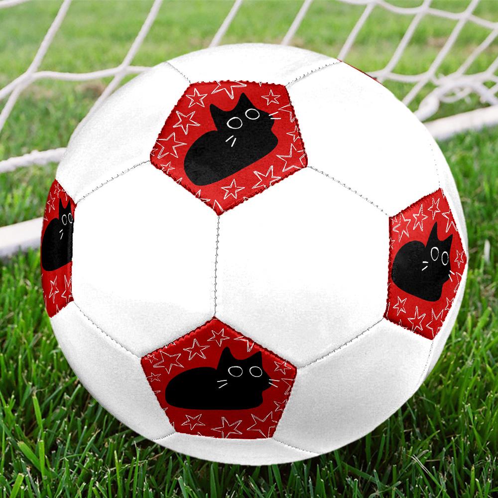 1pc Black Cat Stars Soccer Ball Size 5 Football Machine Sewn Indoor/Outdoor Universal Football Q66
