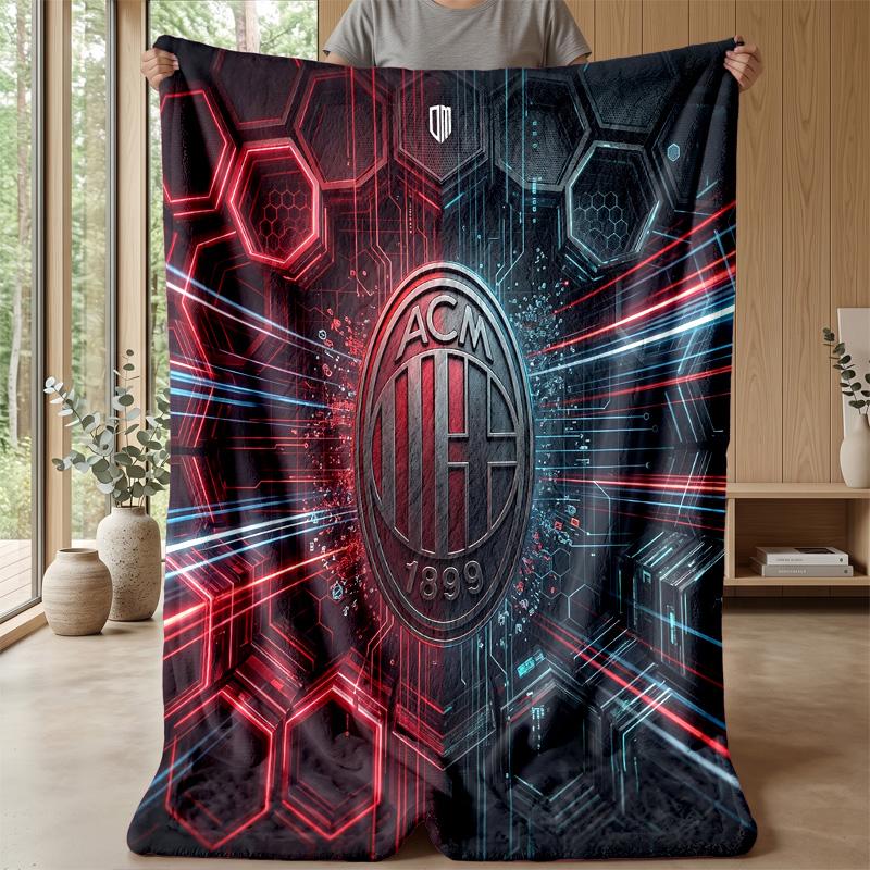 AC Milan Theme Blanket Soft Flannel Blanket Plush Throw Blanket Cozy Sofa Bed Blanket for Home Decor