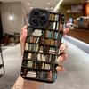 Vintage Purple Bookcase Painted Phone Case For iPhone 16 15 14 13 12 11 Pro Max Mini XS X XR 7 8 16 Plus Silicone Soft Cover