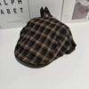 Flat Vintage Plaid Cap Breathable Polyester Beret For Casual And Office Wear