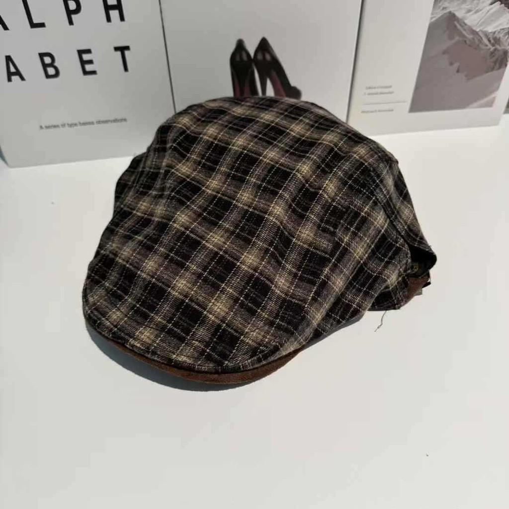 Flat Vintage Plaid Cap Breathable Polyester Beret For Casual And Office Wear