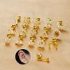1pc Stainless Steel Moon Cross Small Stud Earrings Tiny Cubic Zirconia Rook Lobe Tragus Helix Cartilage Piercing Earring Jewerly