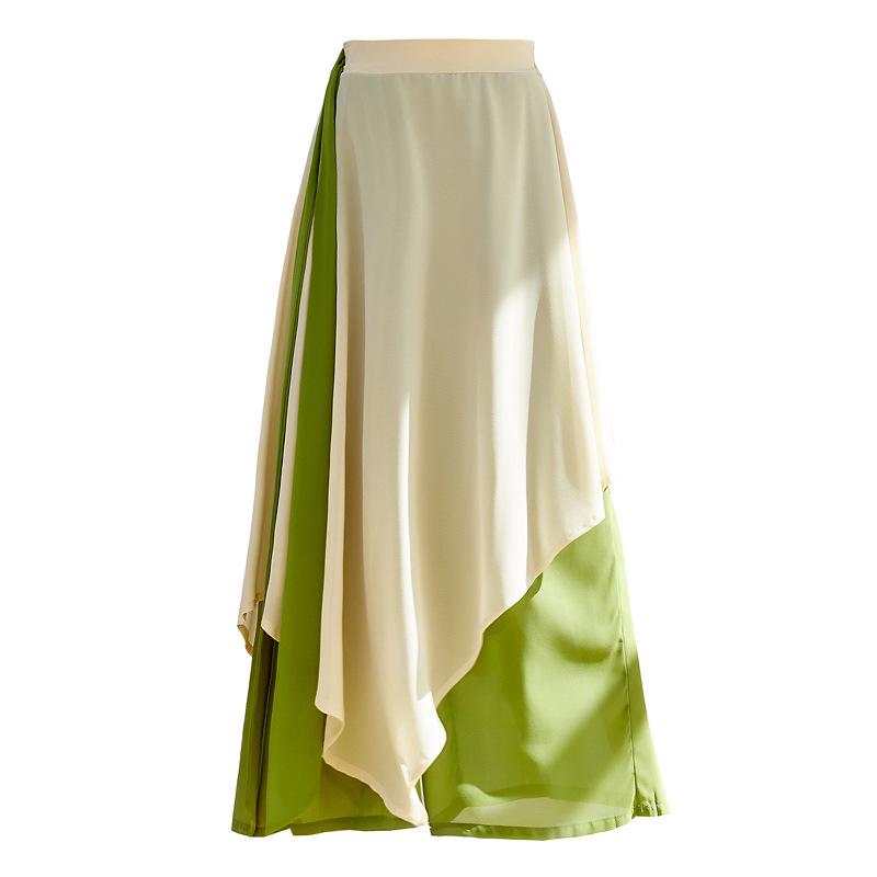 Double Layer Ribbon Chiffon Culottes - Women's Classical Dance Performance Wide-Leg Pants