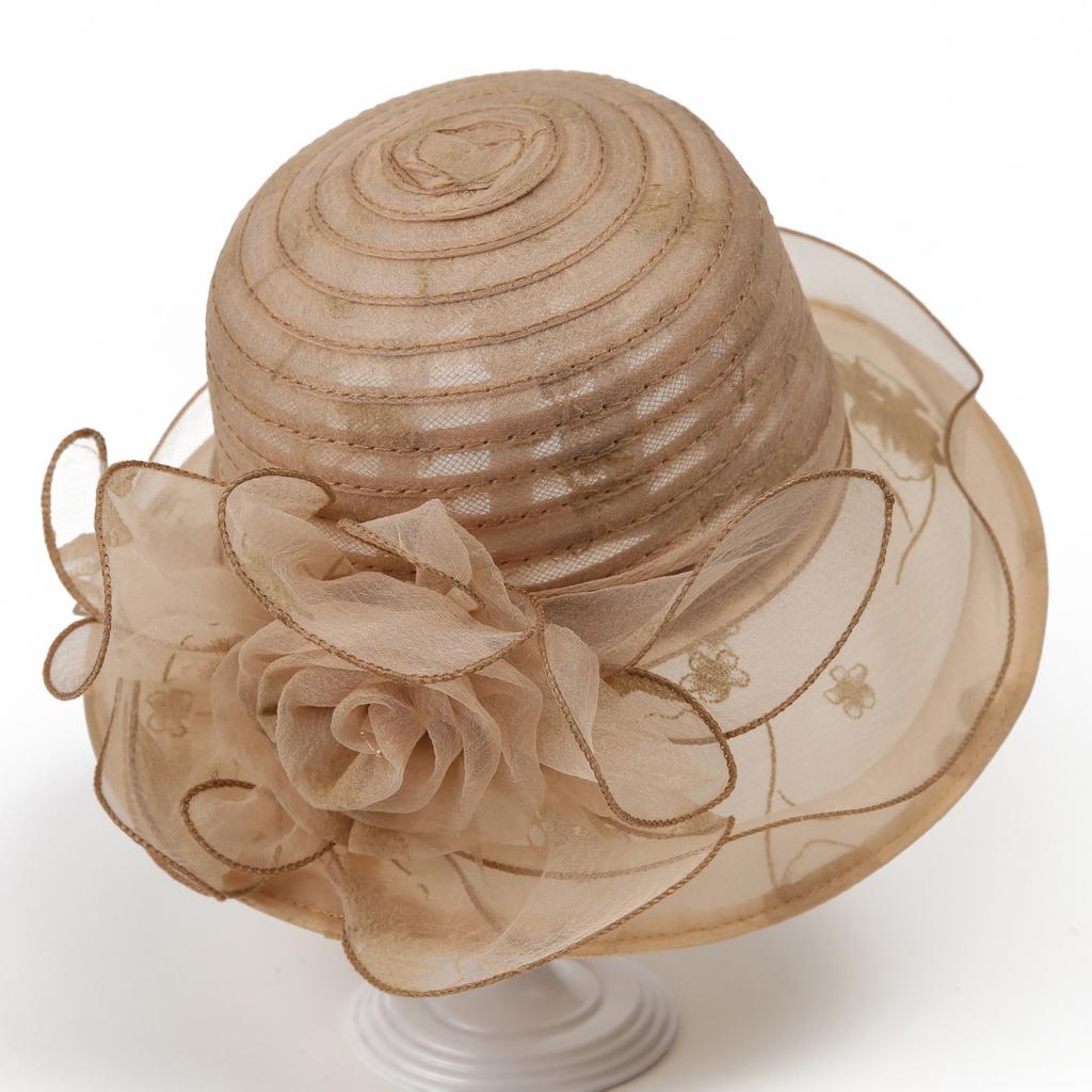 New organza sun hat children spring and summer versatile elegant retro flower bucket hat sun protection breathable cool hat