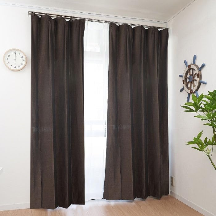 

Grade 2 Light Blocking Energy Saving Curtains for One Room 200cm x Length 1 [curtain-fabfun] (1 Panel) [Width 220cm, Panel, Brown, ME619]