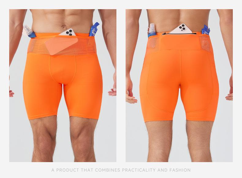 Men's Multi-Pocket Compression Capri Pants for Running, Training, and Cycling