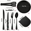 Stainless Steel Outdoor Cutlery Set with BBQ Plate, Tongs, Camping Knife, Fork, Spoon, and Portable Storage Bag